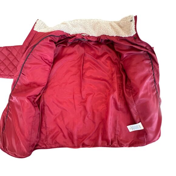 Lauren Ralph Lauren Red Barn Coat Sherpa collar Winter Quilted Puffer Medium zip - Picture 10 of 10